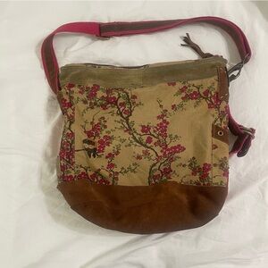 Lucky Brand Floral Canvas Tote - Pink and Brown